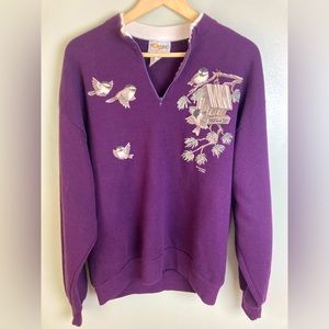 Morning Sun purple ‘Seed for Song’ quarter zip double collar sweatshirt large